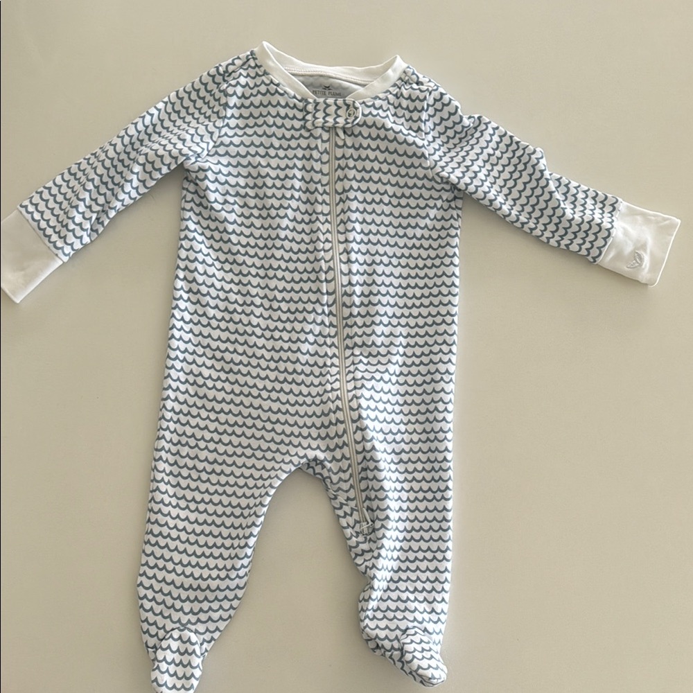 Petite Plume Blue Wave Patterned Kids Footie